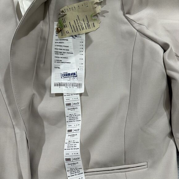 MM 1980 wang. t Blazer Jacket Men 40 Beige 1 Button Modern Streetwear Cashback - Picture 4 of 9